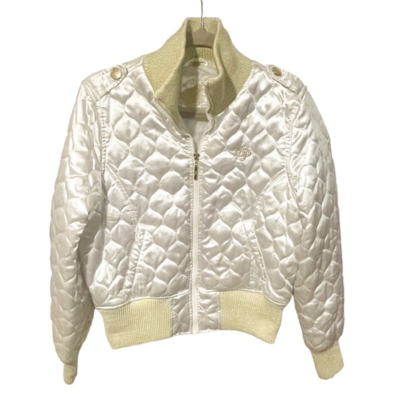 South Pole Jackets & Blazers - Southpole Large Y2K Metallic White‎ Quilted Puffer Cropped Jacket